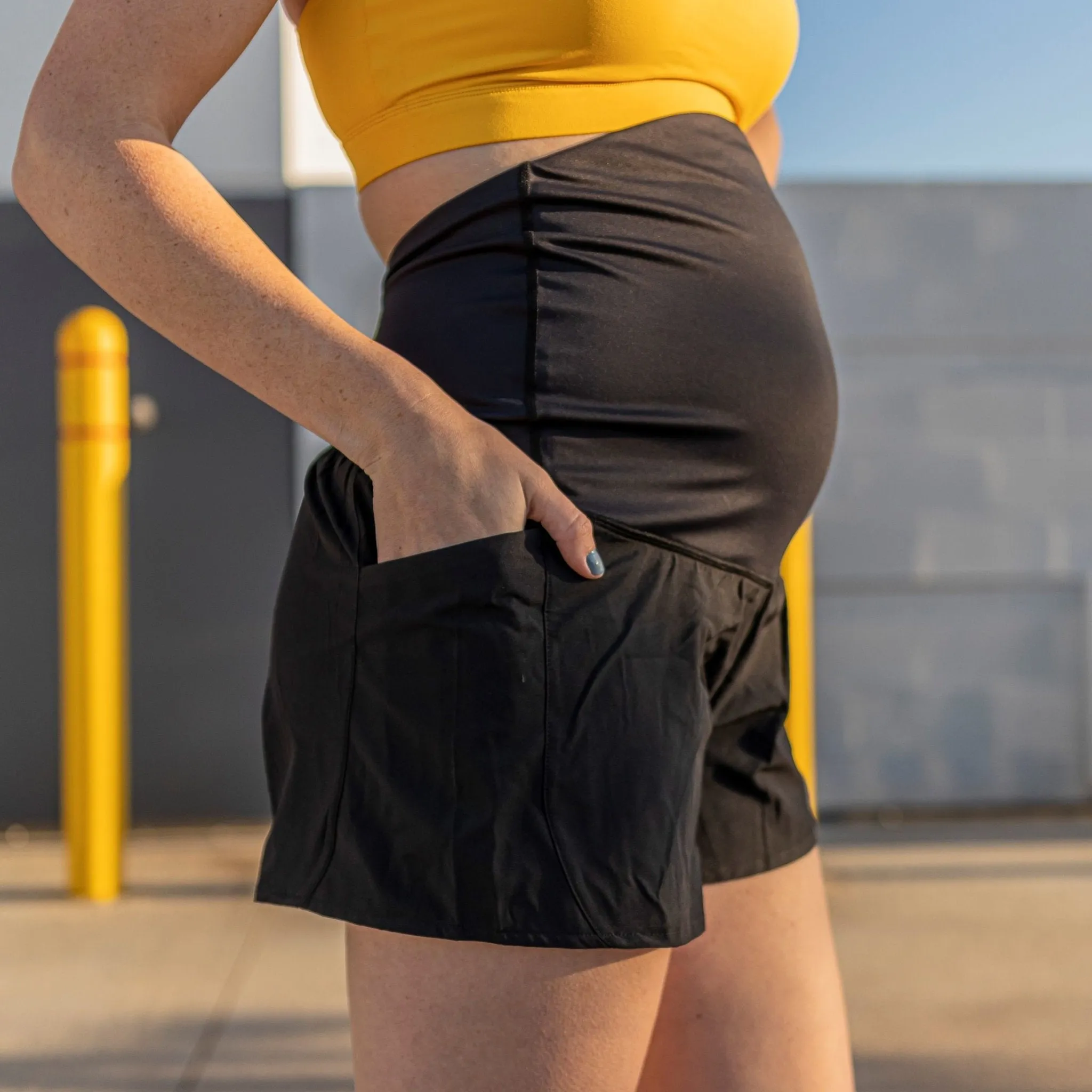 Belly Support Maternity Shorts - Black