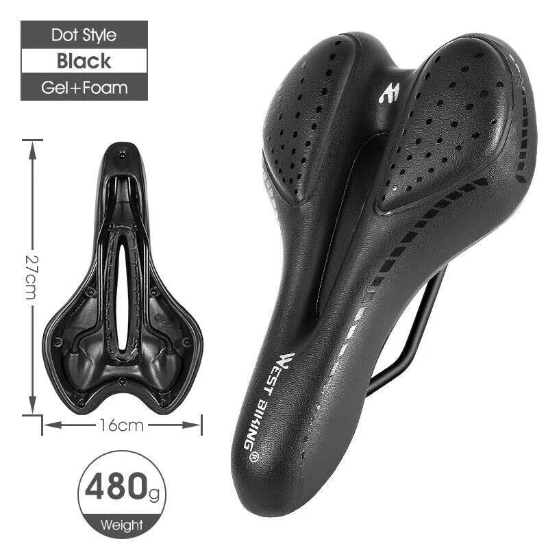 Bike Saddle MTB Mountain Road Bicycle Seat PU Leather Gel Painless Cycling Cushion BMX Comfortable Shockproof Parts