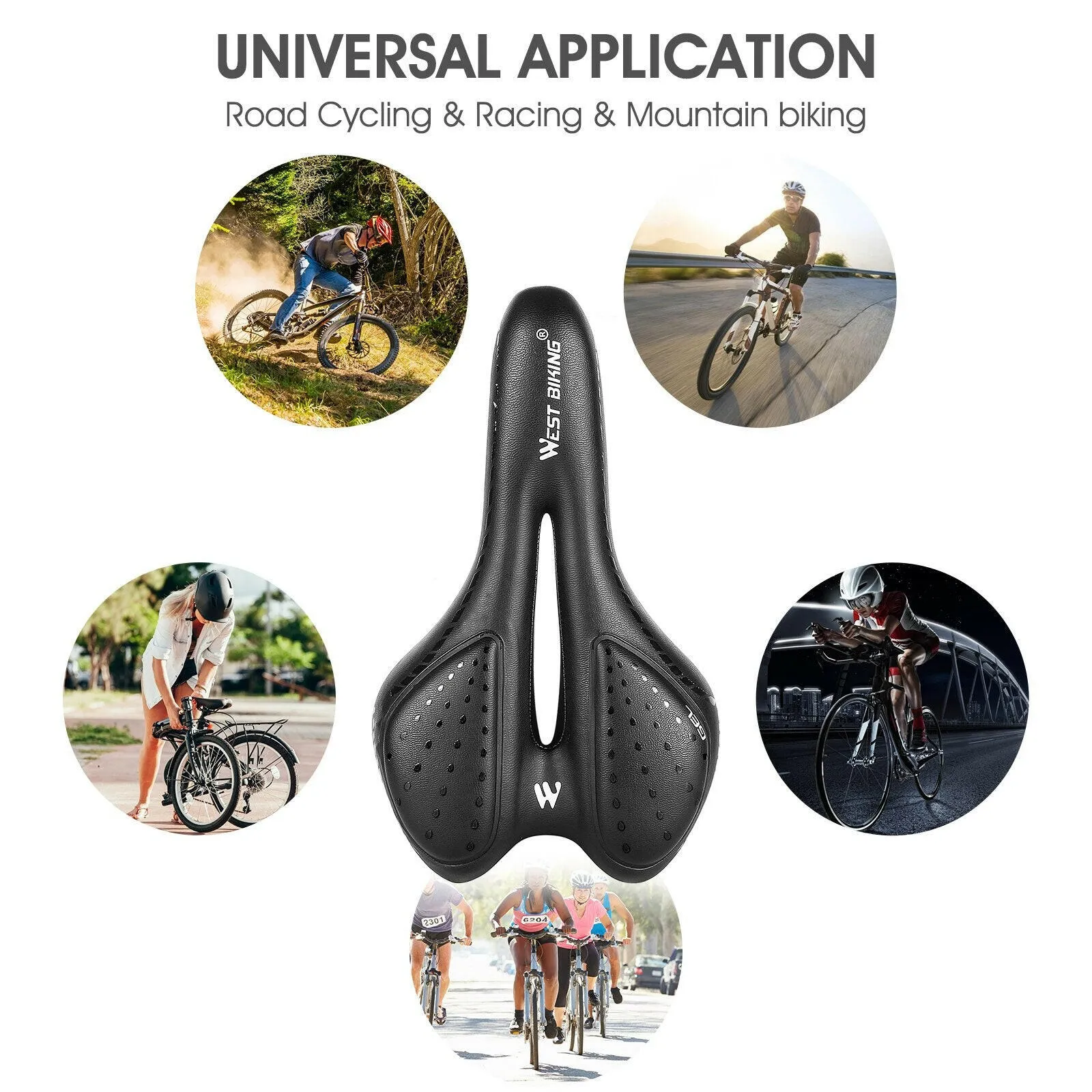 Bike Saddle MTB Mountain Road Bicycle Seat PU Leather Gel Painless Cycling Cushion BMX Comfortable Shockproof Parts