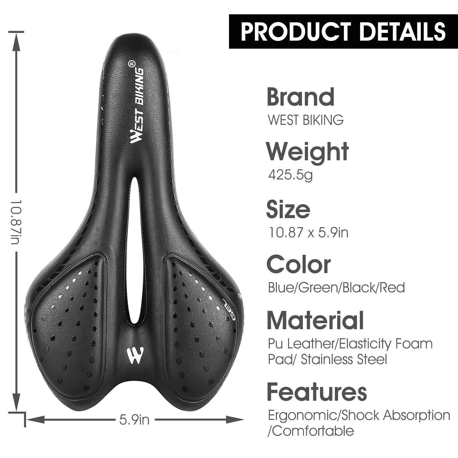 Bike Saddle MTB Mountain Road Bicycle Seat PU Leather Gel Painless Cycling Cushion BMX Comfortable Shockproof Parts