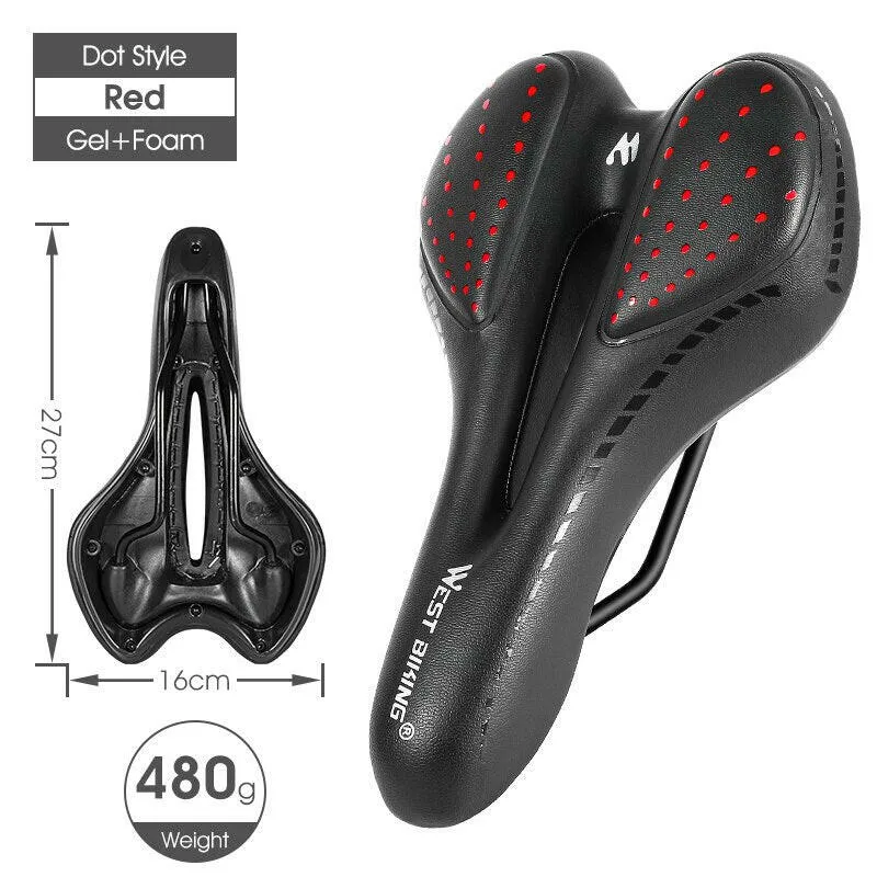 Bike Saddle MTB Mountain Road Bicycle Seat PU Leather Gel Painless Cycling Cushion BMX Comfortable Shockproof Parts