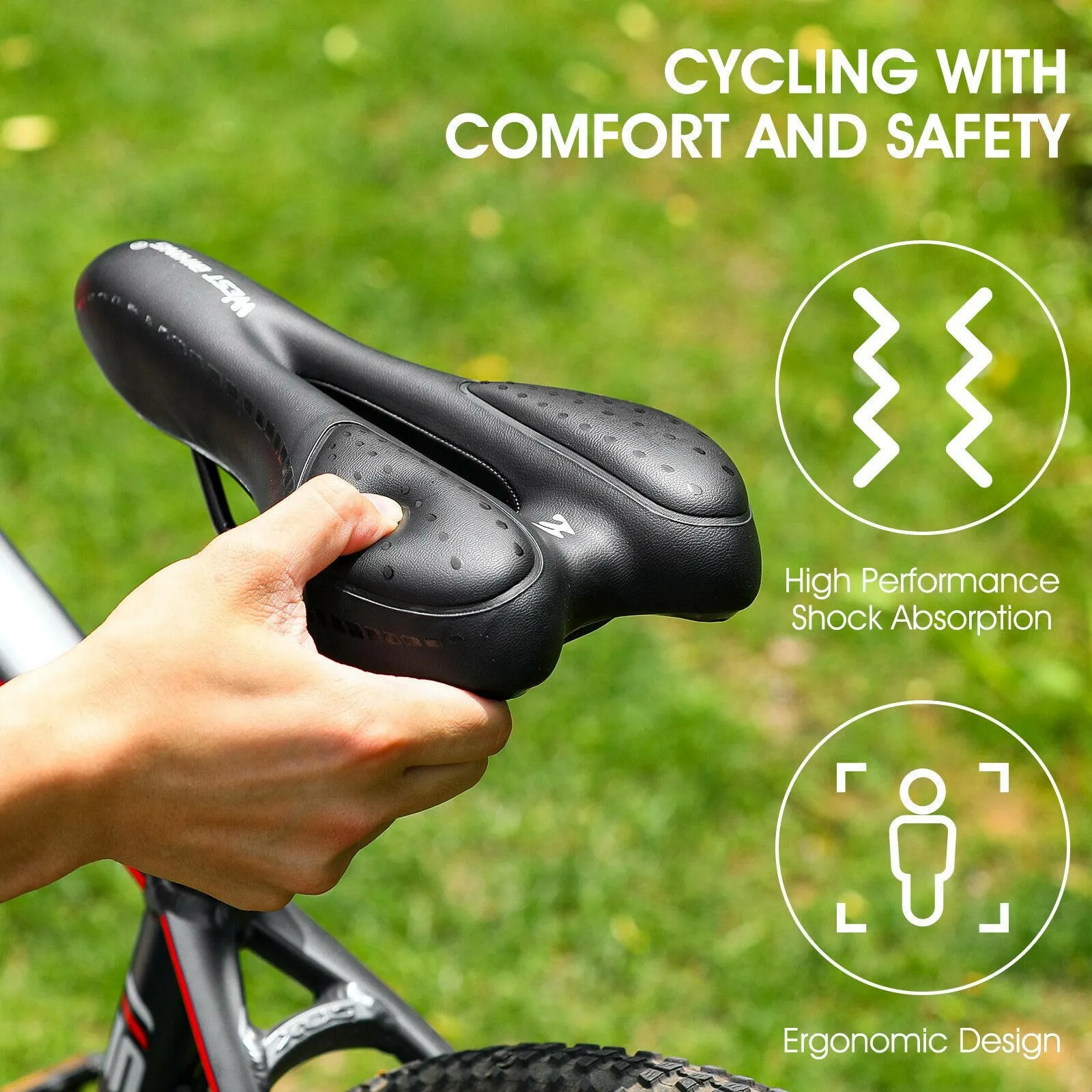 Bike Saddle MTB Mountain Road Bicycle Seat PU Leather Gel Painless Cycling Cushion BMX Comfortable Shockproof Parts