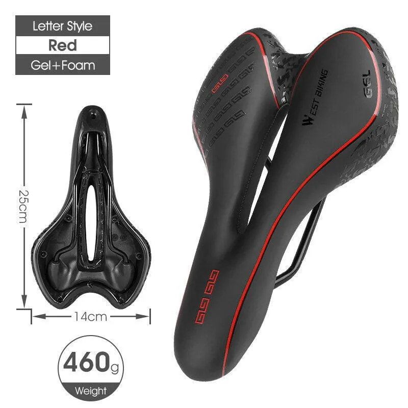 Bike Saddle MTB Mountain Road Bicycle Seat PU Leather Gel Painless Cycling Cushion BMX Comfortable Shockproof Parts