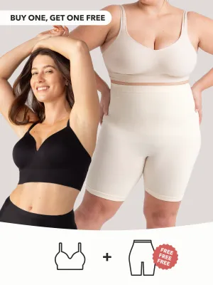 Buy 1, Get 1 FREE: 1 Supportive Bra   1 FREE High-Waisted Shaper Shorts