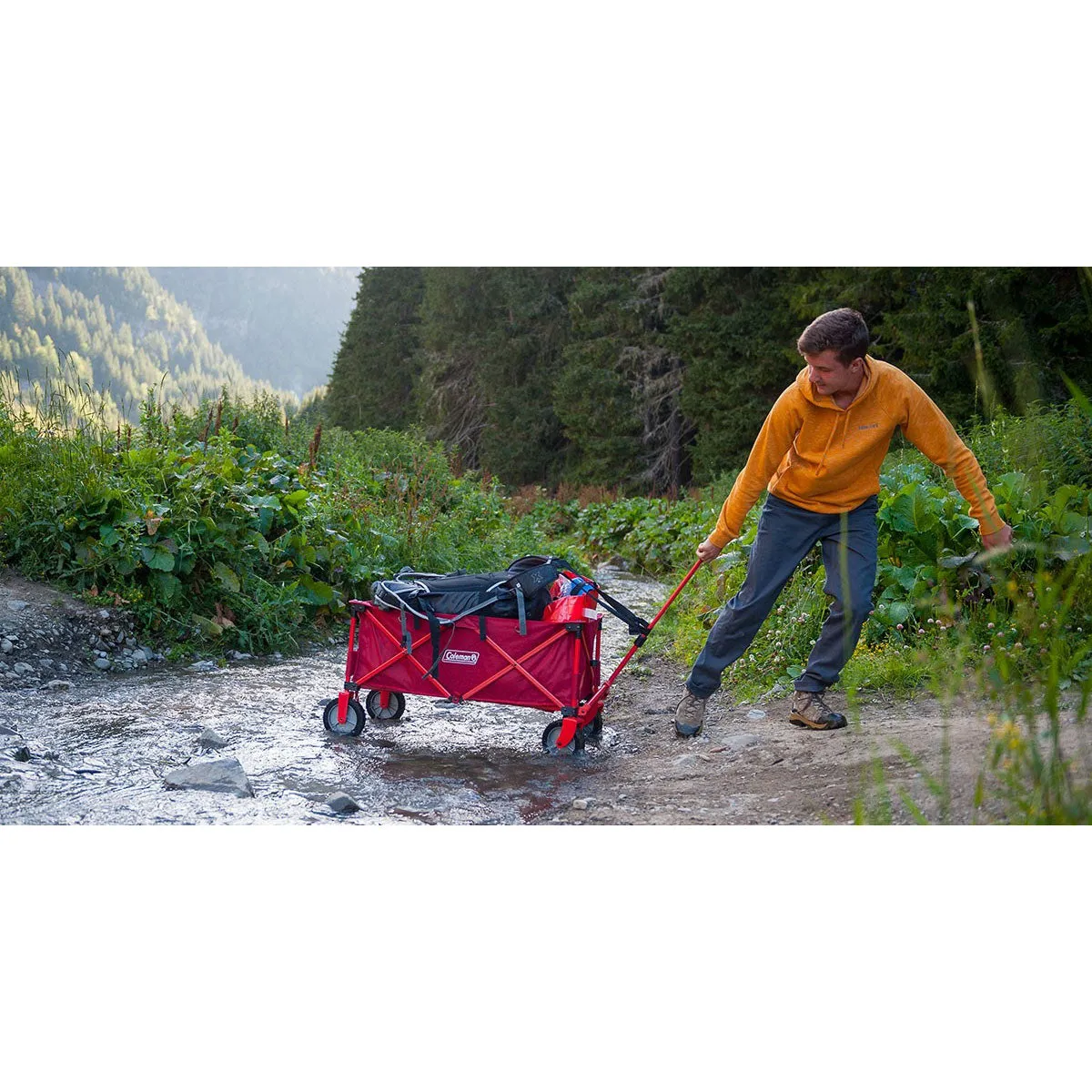 Camping Wagon Foldable Outdoor Garden Trolley Cart Heavy Duty Truck Red