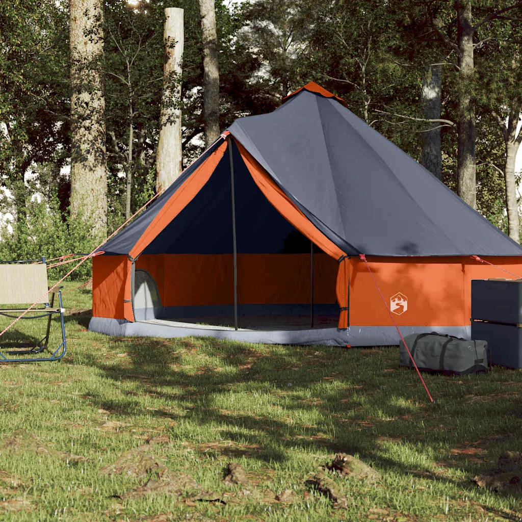 Family Tent Tipi 6-Person Grey and Orange Waterproof