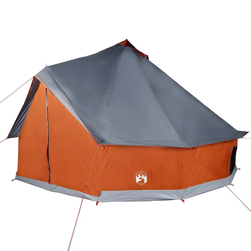 Family Tent Tipi 6-Person Grey and Orange Waterproof