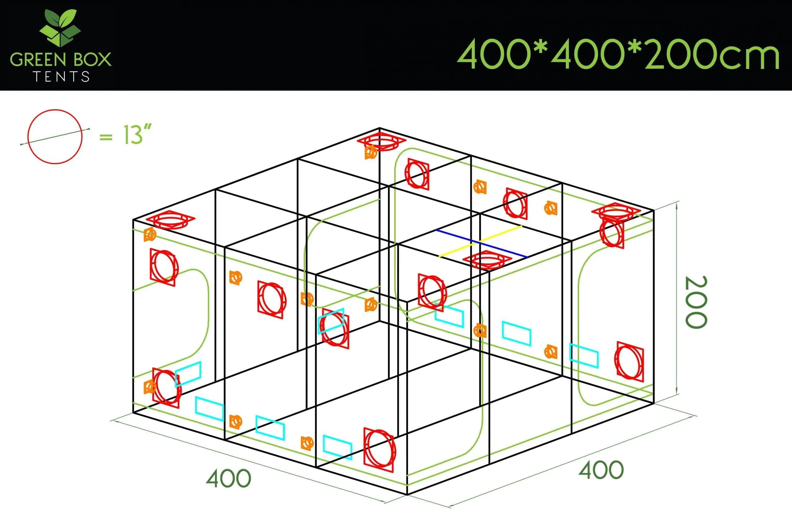 Greenbox Tent 400 x 400 x 200cm