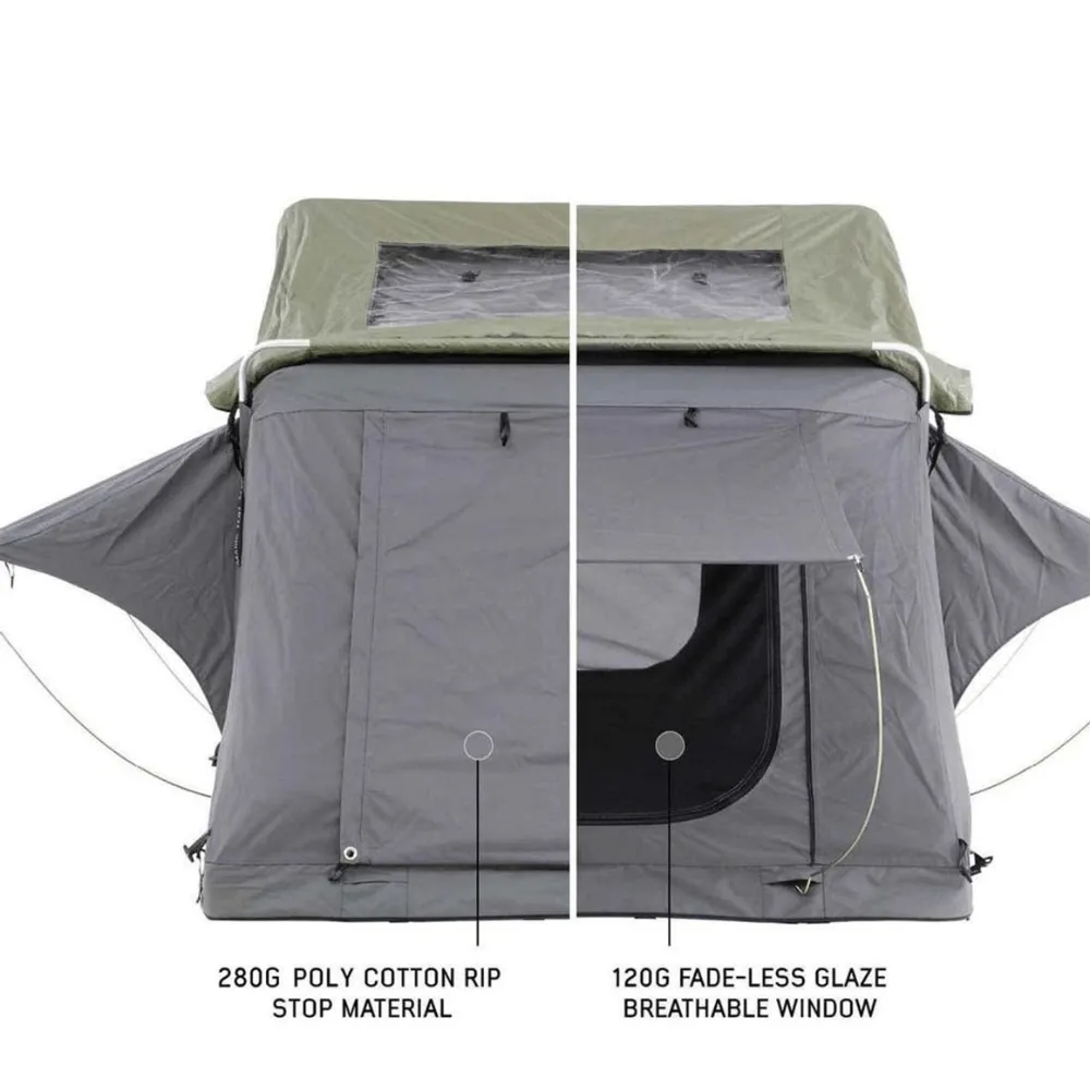 HD Nomadic 2 Standard Soft Shell Roof Top Tent, Grey Body & Green Rainfly