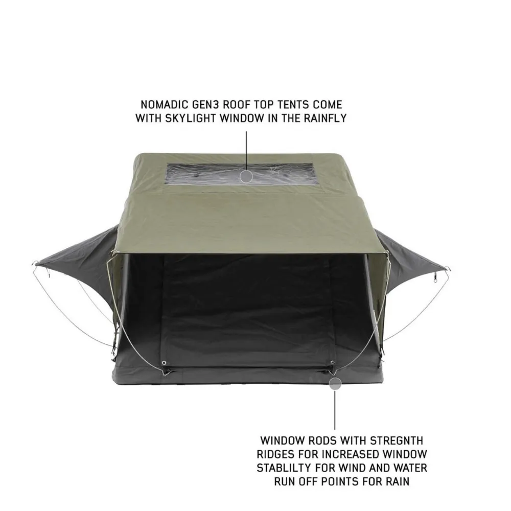 HD Nomadic 2 Standard Soft Shell Roof Top Tent, Grey Body & Green Rainfly