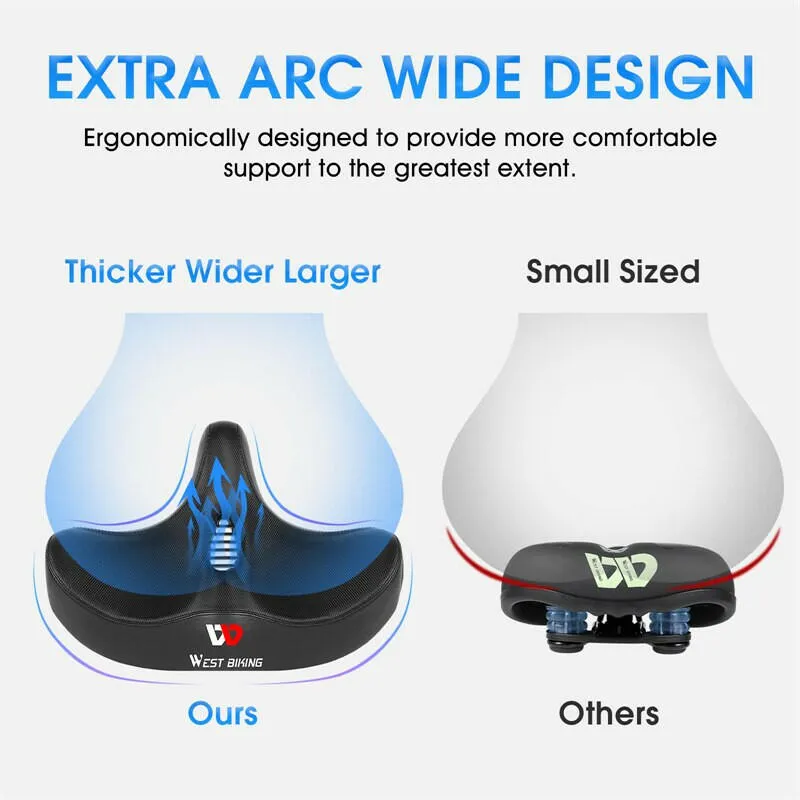 MTB Saddle Wide Ergonomic Comfortable Bicycle Spring Damping Saddle Cruiser Electric Bike Thick Memory Seat Cushion