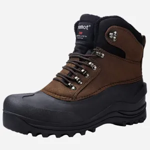 riemot Men's Winter Boots Waterproof Sole Brown Snow Boots(Upgraded Version)