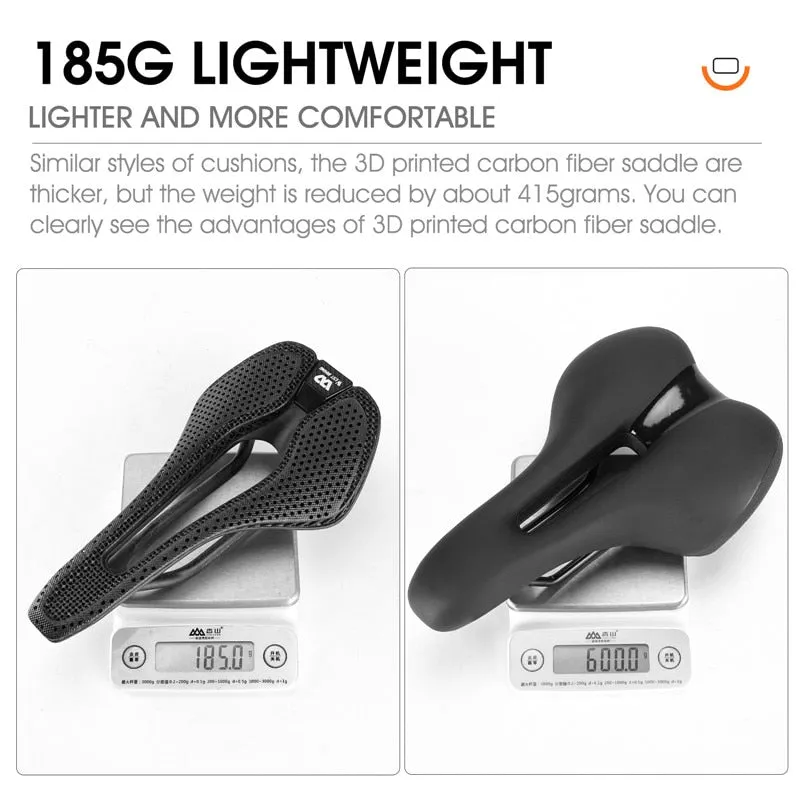 Ultralight Carbon Fiber 3D Printed Bike Saddle Hollow Comfortable Breathable MTB Road Bicycle Triathlon Cycling Race Seat
