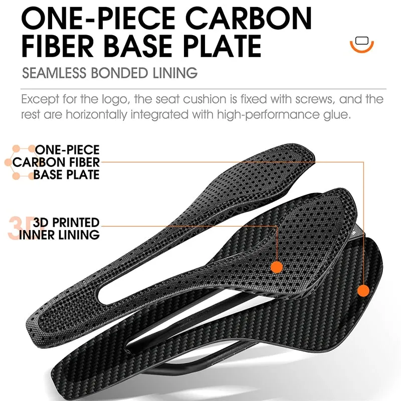 Ultralight Carbon Fiber 3D Printed Bike Saddle Hollow Comfortable Breathable MTB Road Bicycle Triathlon Cycling Race Seat