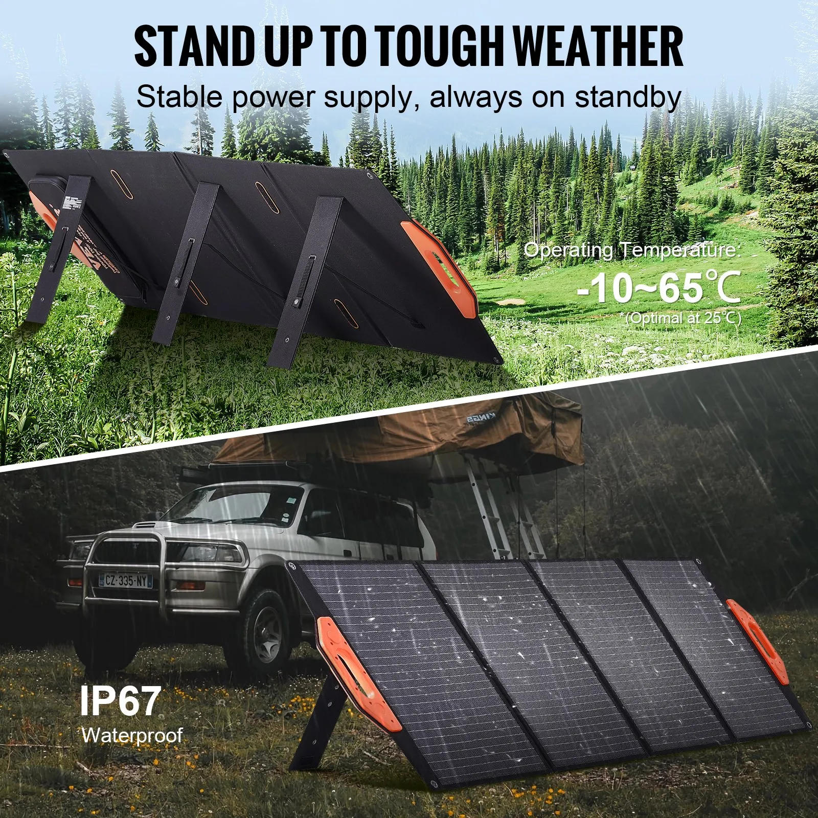 VEVOR Portable Monocrystalline Solar Panel - 120W Foldable ETFE Solar Charger