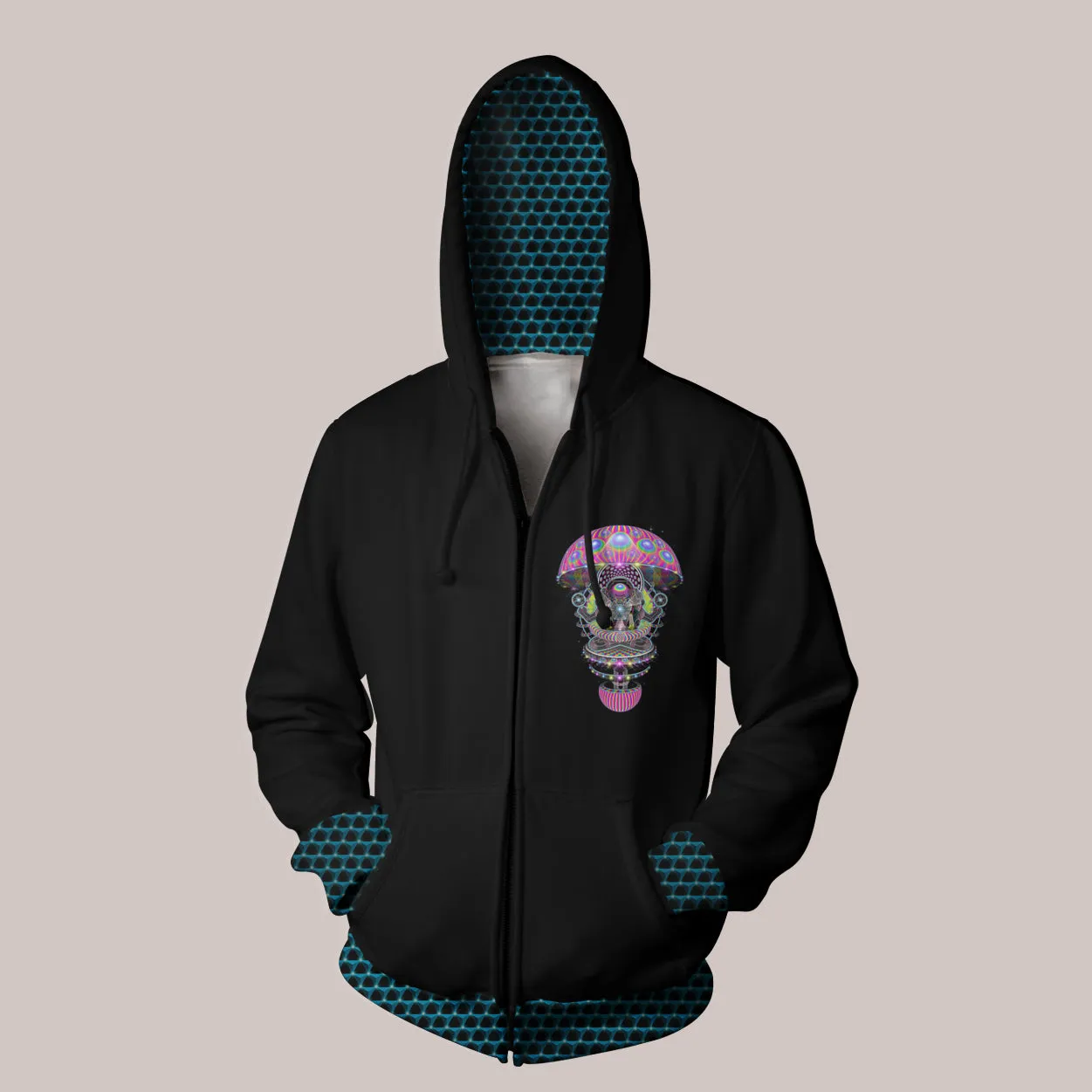 Visionary Art Hoodie - Limited Edition  (UV/RGB, Eco-Friendly, Zip-Up) | KOZMIK MYZTIK