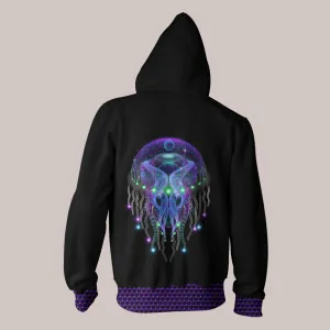 Visionary Art Hoodie - Limited Edition  (UV/RGB, Eco-Friendly, Zip-Up) | PSYCHEZOA LUMINOSUM