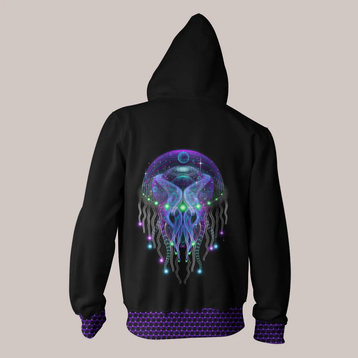 Visionary Art Hoodie - Limited Edition  (UV/RGB, Eco-Friendly, Zip-Up) | PSYCHEZOA LUMINOSUM