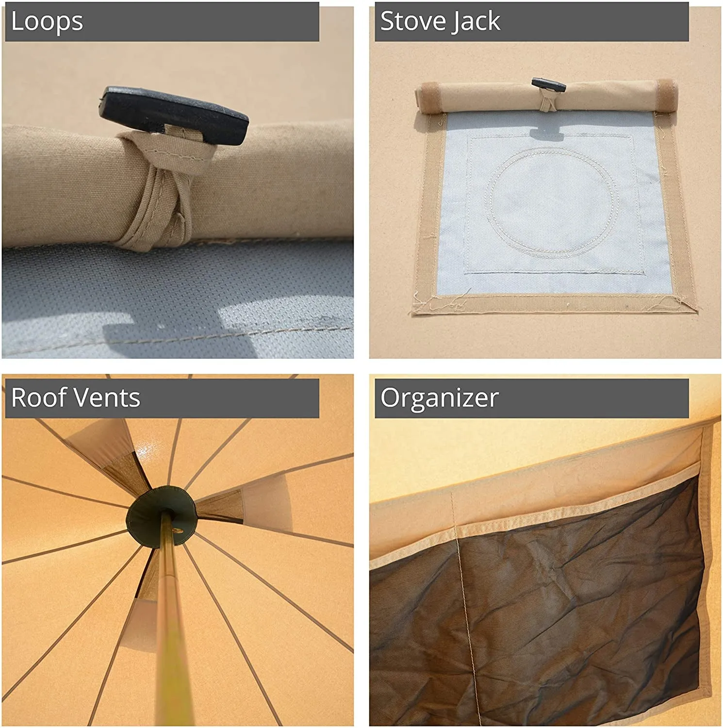 WHITEDUCK Regatta Canvas Bell Tent - W/Stove Jack, Waterproof, 4 Season Luxury Outdoor Camping and Glamping Yurt Tent Made from Breathable 100% Cotton Canvas (4 Sizes- 4 Colors)
