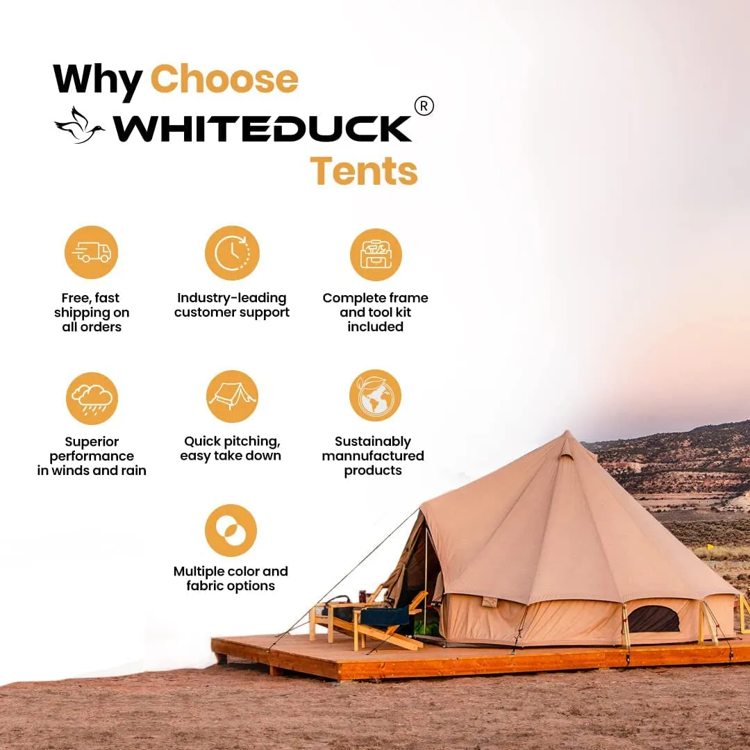 WHITEDUCK Regatta Canvas Bell Tent - W/Stove Jack, Waterproof, 4 Season Luxury Outdoor Camping and Glamping Yurt Tent Made from Breathable 100% Cotton Canvas (4 Sizes- 4 Colors)