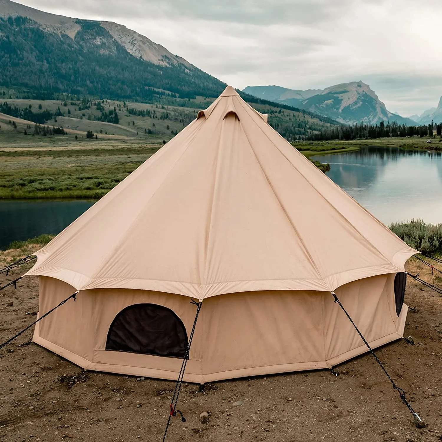 WHITEDUCK Regatta Canvas Bell Tent - W/Stove Jack, Waterproof, 4 Season Luxury Outdoor Camping and Glamping Yurt Tent Made from Breathable 100% Cotton Canvas (4 Sizes- 4 Colors)